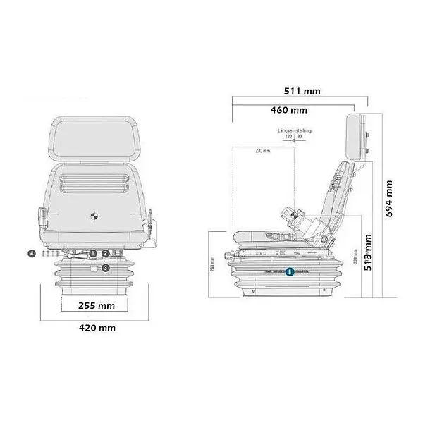 Asiento Grammer Compacto Basic XS para maquinaria agrícola