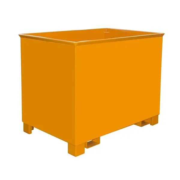 Papelera, pintada, amarillo naranja