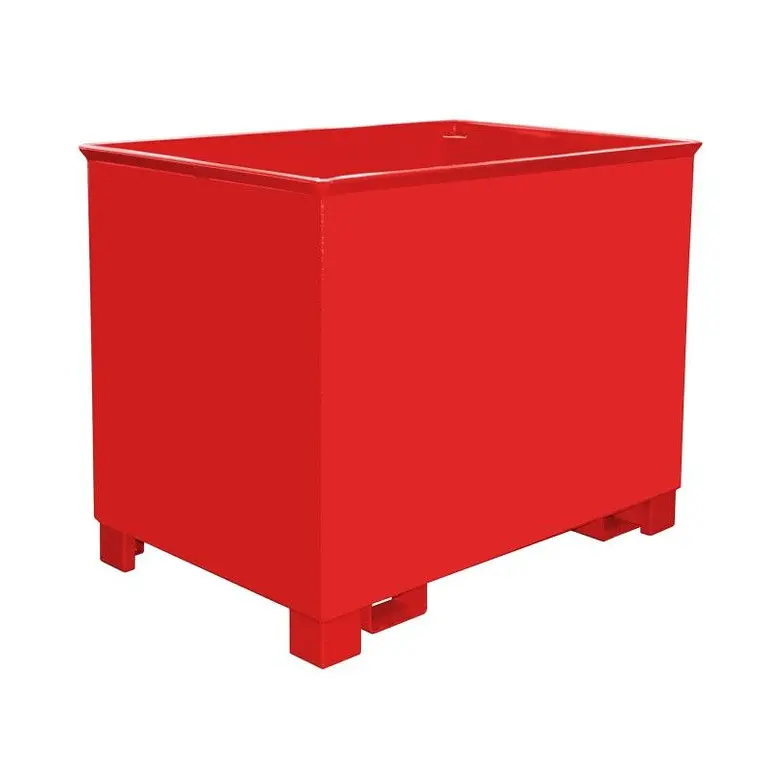 Papelera, pintada, rojo fuego