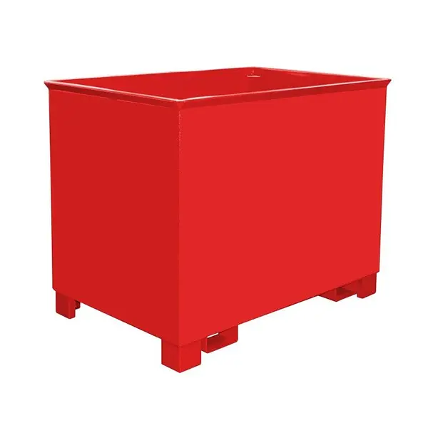 Papelera, pintada, rojo fuego