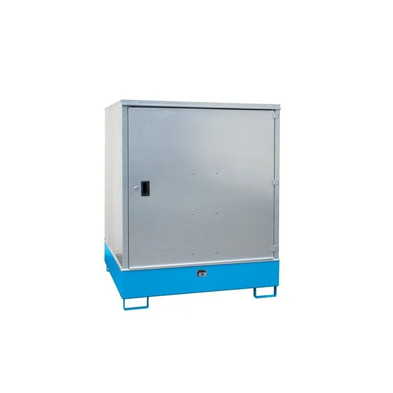 Hazardous materials storage cabinet painted light blue
