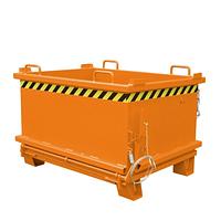 Contenedor con base abatible, pintado, amarillo anaranjado