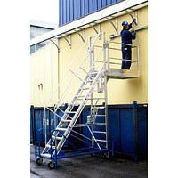 Adjustable industrial ladder with platform