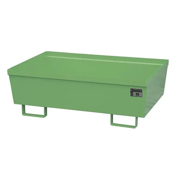 Collector tray painted green for small container storage