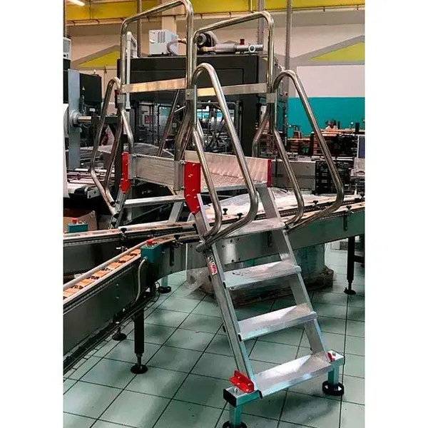 Ladder Crossbridge aluminum staircase with anti-slip platform