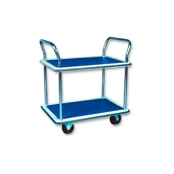 Cart with two shelves of 150 kg capacity, rubber wheels