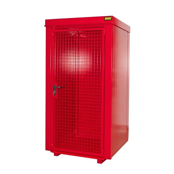 Gas cylinder storage container painted fire red