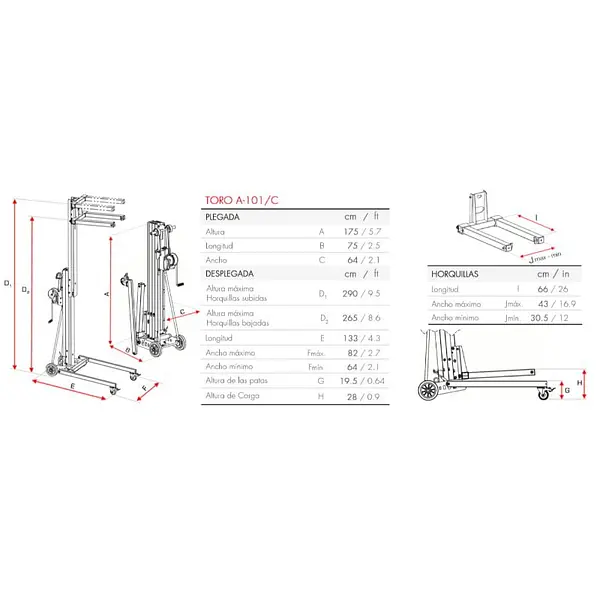 Front lift 150Kg Height 4100mm (on request)
