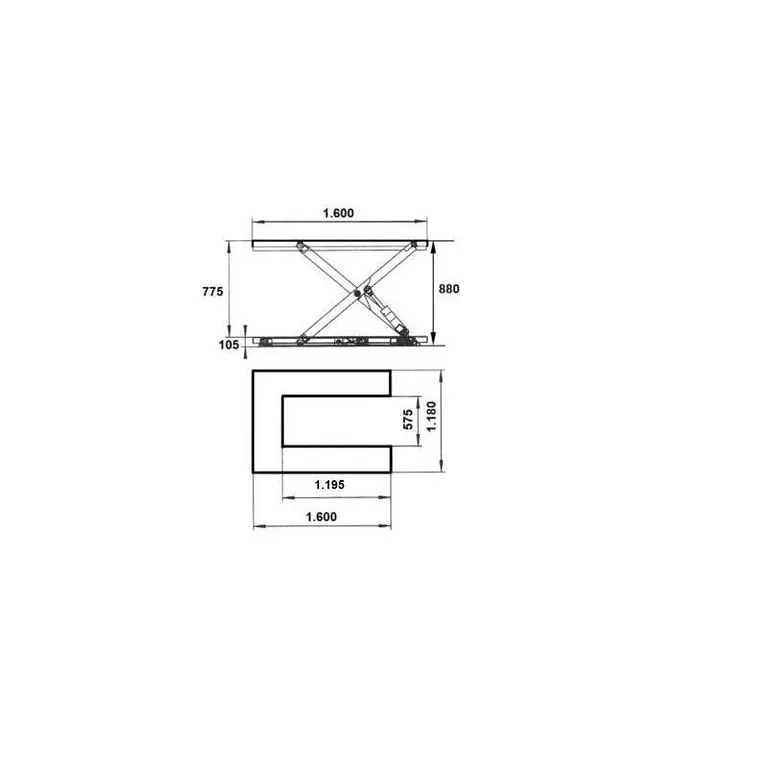 Mesa elevadora eléctrica 1500kg 880mm