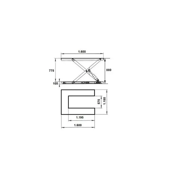 Mesa elevadora eléctrica 1500kg 880mm