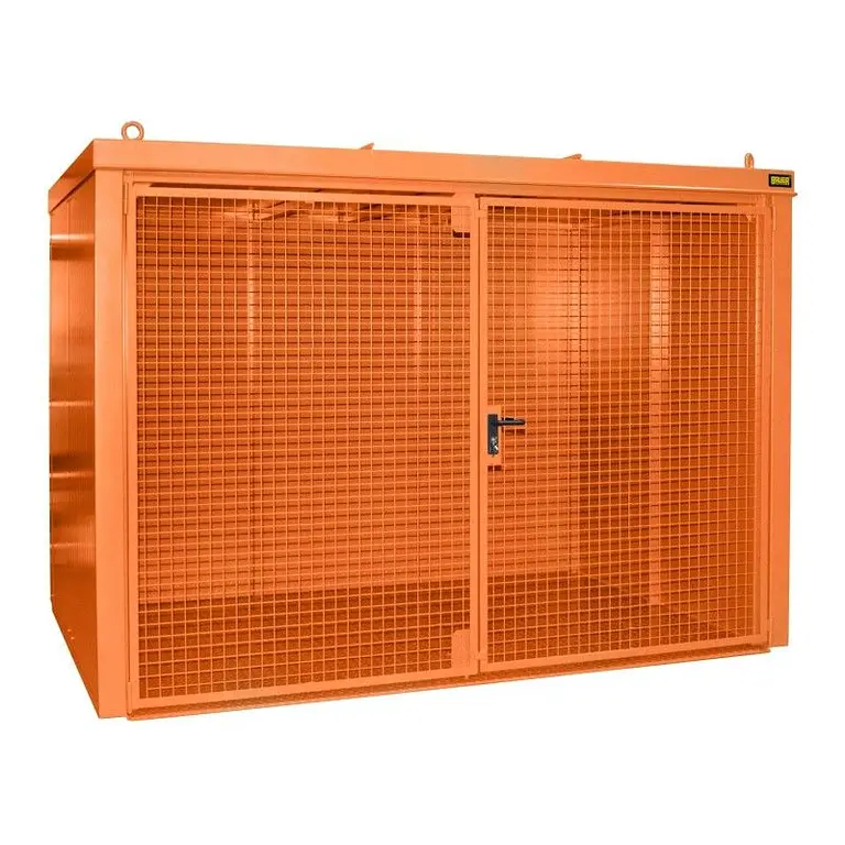 Gas cylinder storage container painted yellow orange