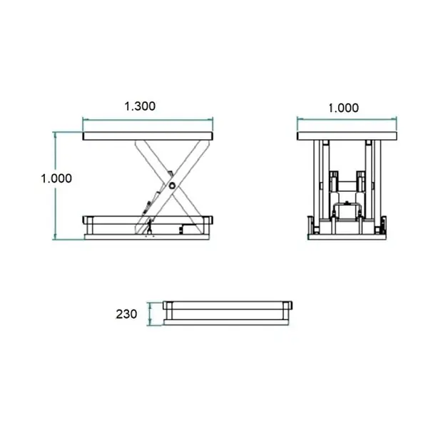 Mesa Elevadora Eléctrica 2000kg a 990mm de 1300x1000mm