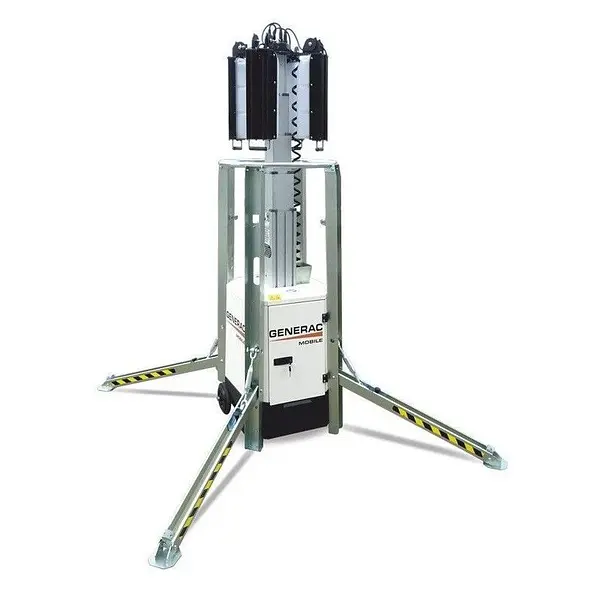Portable lighting tower with LED Generac and manual control panel
