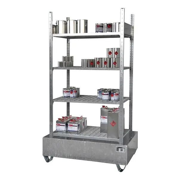 Estantería para latas pequeñas con sumideros, galvanizada