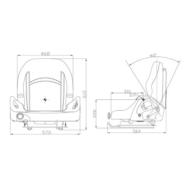 Forklift seat with suspension and belt