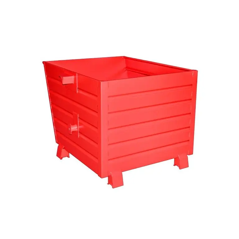 Stackable fly container painted red fire