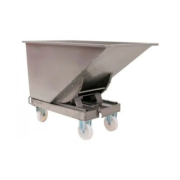 Contenedor basculante inoxidable de 600L para carretillas elevadoras